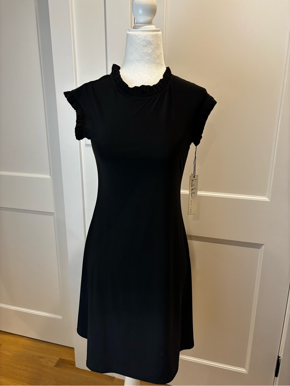 Nicole Miller Black Ruffle-Trim Mini Dress
